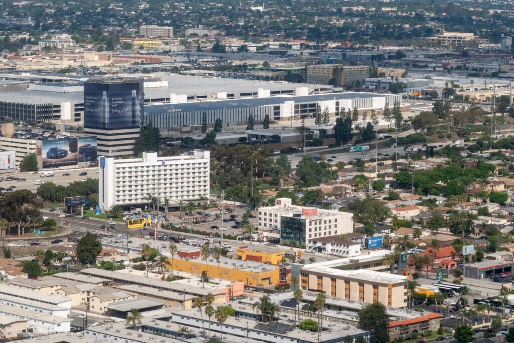 aerial view of hotels near LAX airport